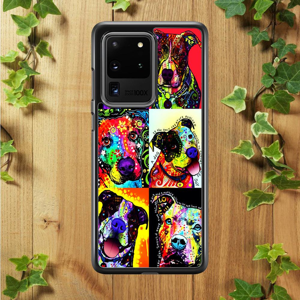 Dog Colorful Painting Collage Samsung Galaxy S20 Ultra Case-Plastic / Full Wrap (3D Case)-Xtracase