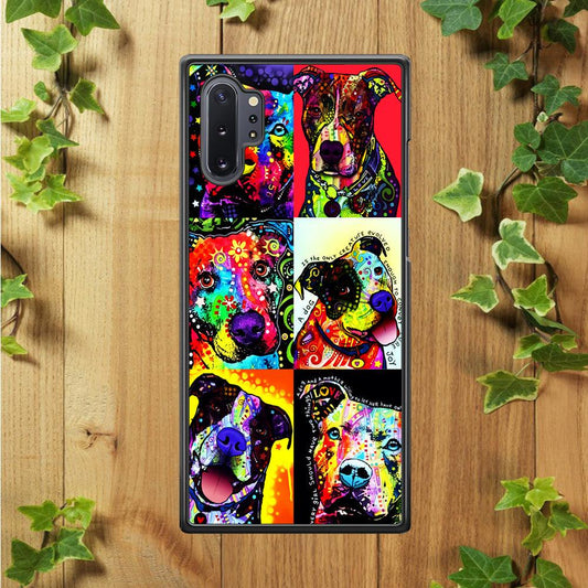 Dog Colorful Painting Collage Samsung Galaxy Note 10 Plus Case-Rubber / Black (2D Case)-Xtracase