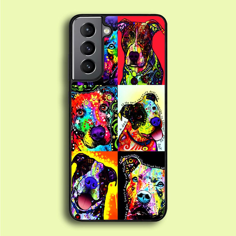 Dog Colorful Painting Collage Samsung Galaxy S21 Plus Case-Plastic / Full Wrap (3D Case)-Xtracase