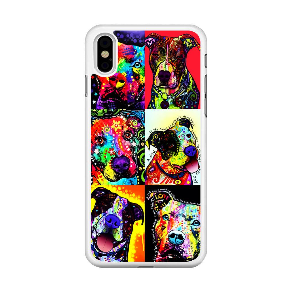 Dog Colorful Painting Collage iPhone X Case-Rubber / White (2D Case)-Xtracase