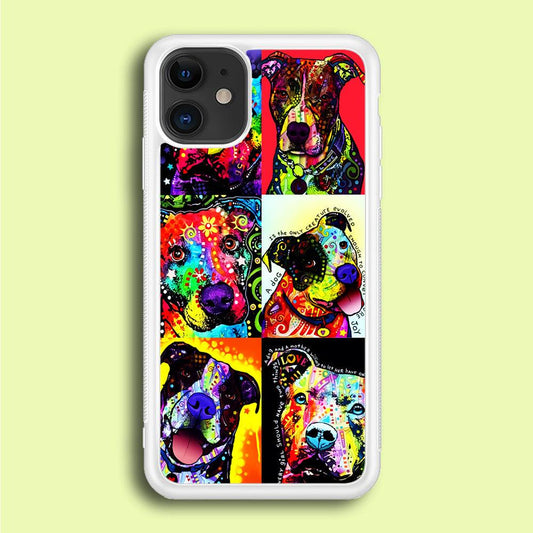 Dog Colorful Painting Collage iPhone 12 Case-Rubber / White (2D Case)-Xtracase
