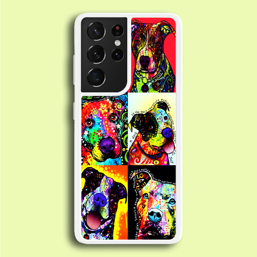 Dog Colorful Painting Collage Samsung Galaxy S21 Ultra Case