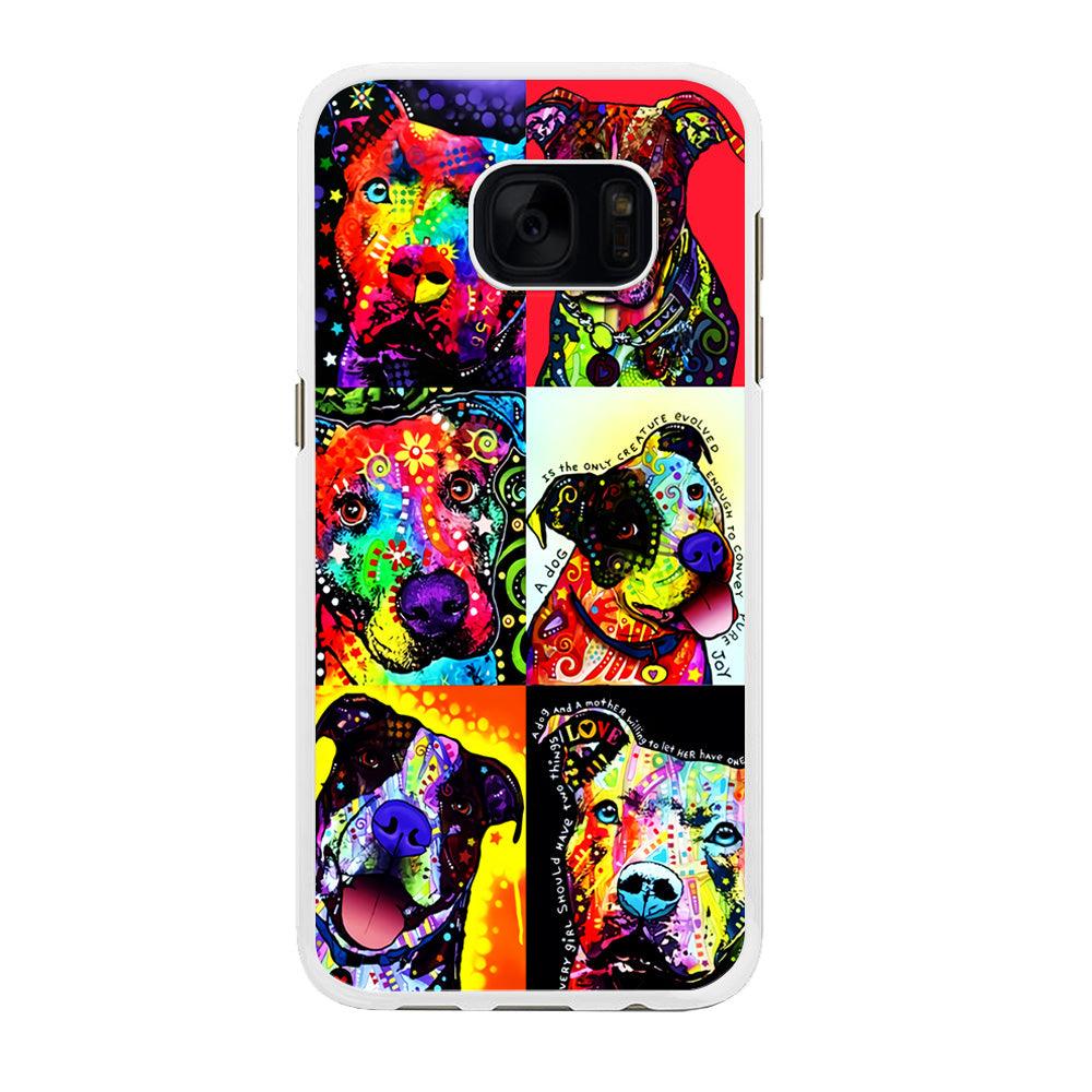Dog Colorful Painting Collage Samsung Galaxy S7 Edge Case-Rubber / White (2D Case)-Xtracase