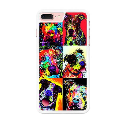 Dog Colorful Painting Collage iPhone 8 Plus Case-Rubber / White (2D Case)-Xtracase