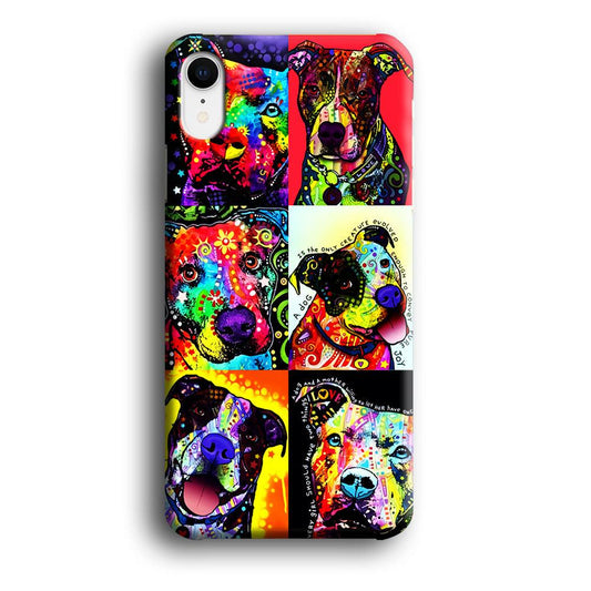 Dog Colorful Painting Collage iPhone XR Case-Plastic / Full Wrap (3D Case)-Xtracase