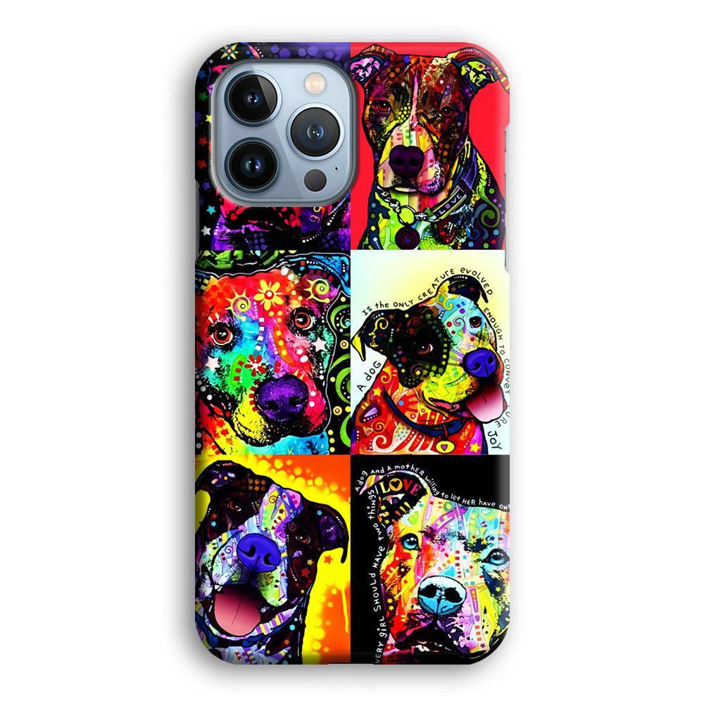 Dog Colorful Painting Collage iPhone 13 Pro Max Case-Plastic / Full Wrap (3D Case)-Xtracase
