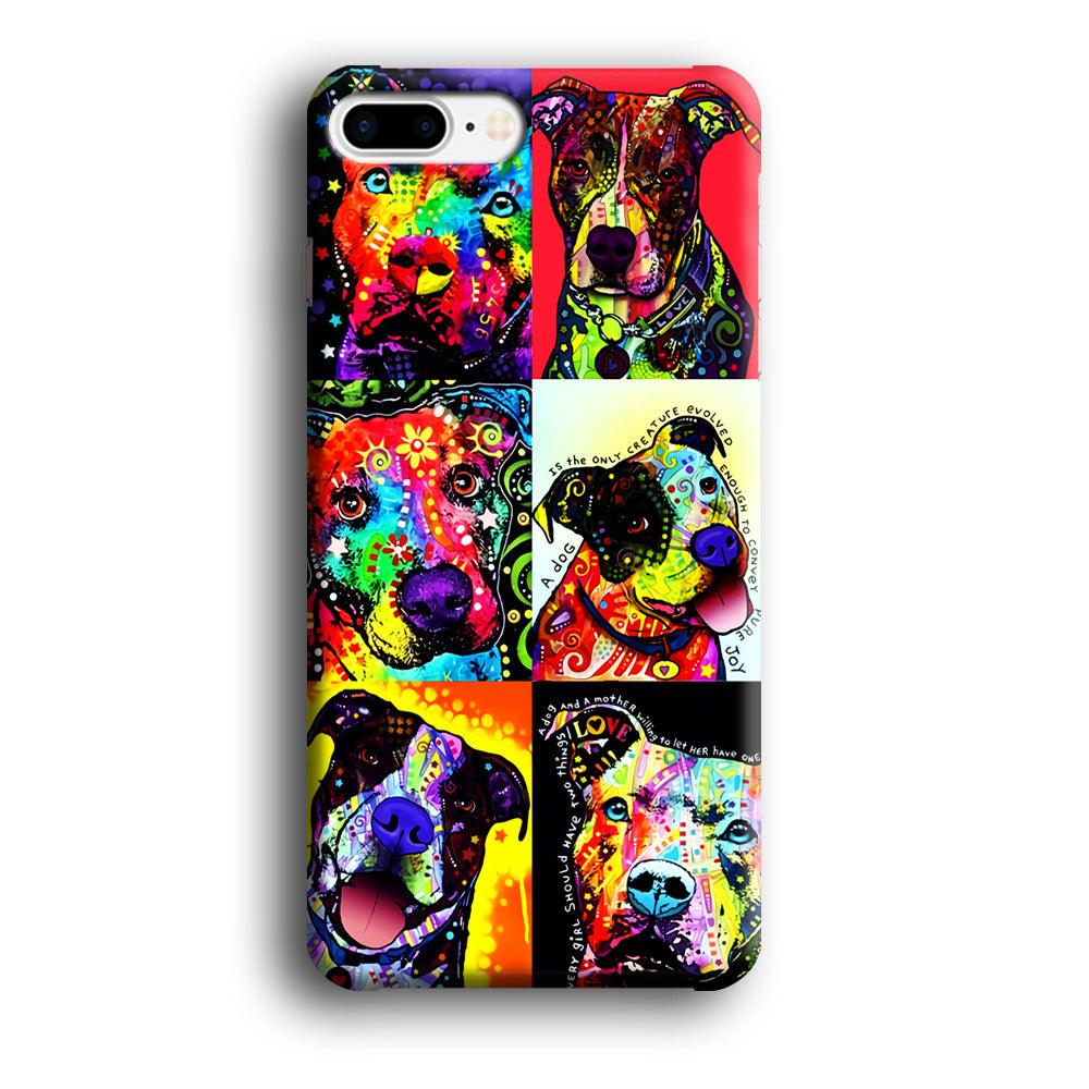 Dog Colorful Painting Collage iPhone 8 Plus Case-Plastic / Full Wrap (3D Case)-Xtracase