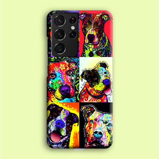 Dog Colorful Painting Collage Samsung Galaxy S21 Ultra Case