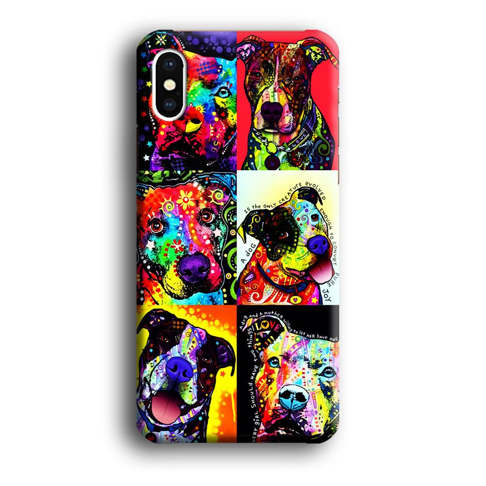 Dog Colorful Painting Collage iPhone X Case-Plastic / Full Wrap (3D Case)-Xtracase