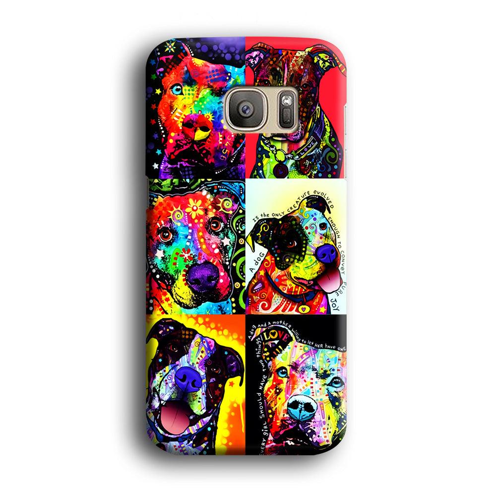 Dog Colorful Painting Collage Samsung Galaxy S7 Edge Case-Plastic / Full Wrap (3D Case)-Xtracase