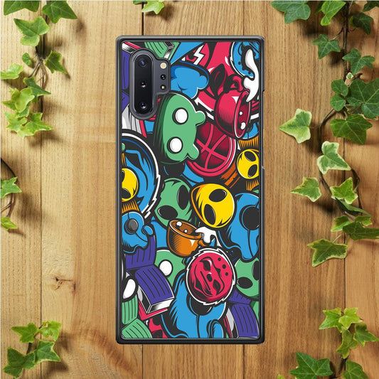 Doodle 001 Samsung Galaxy Note 10 Plus Case-Rubber / White (2D Case)-Xtracase