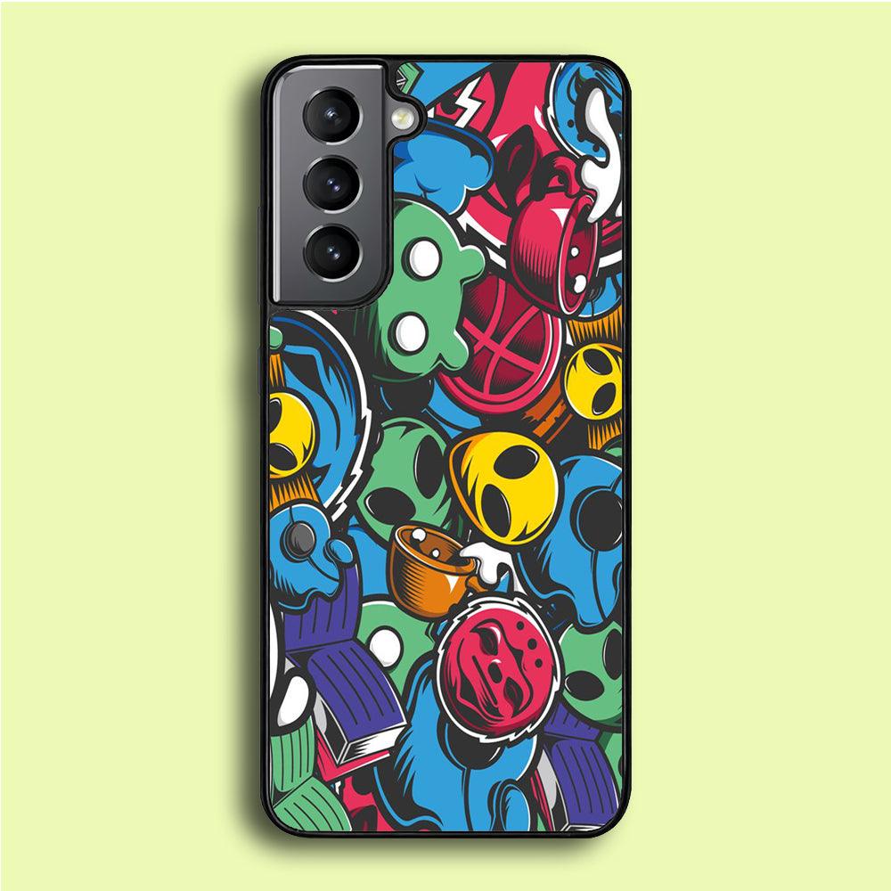 Doodle 001 Samsung Galaxy S21 Plus Case-Rubber / White (2D Case)-Xtracase