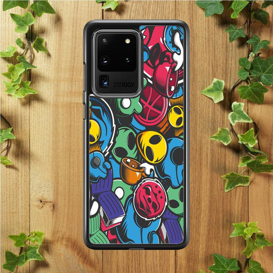 Doodle 001 Samsung Galaxy S20 Ultra Case-Rubber / Black (2D Case)-Xtracase