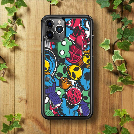 Doodle 001 iPhone 11 Pro Max Case-Rubber / Black (2D Case)-Xtracase