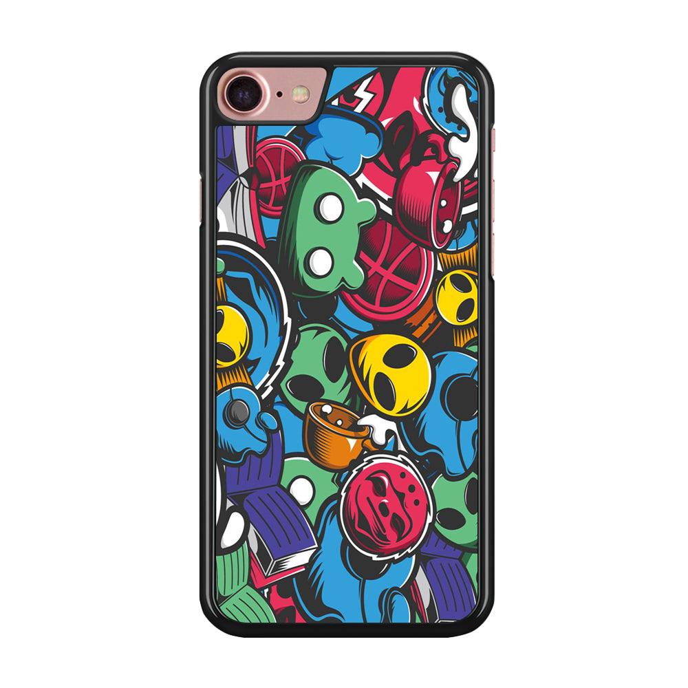 Doodle 001 iPhone 7 Case-Rubber / Black (2D Case)-Xtracase