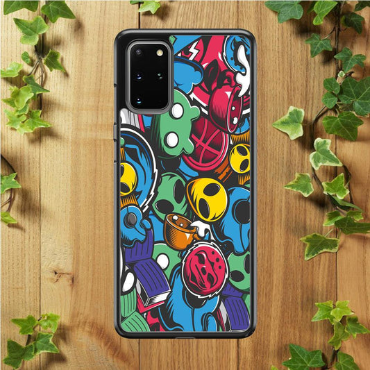 Doodle 001 Samsung Galaxy S20 Plus Case-Rubber / Black (2D Case)-Xtracase