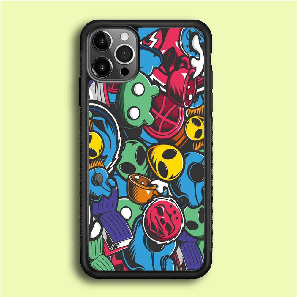 Doodle 001 iPhone 12 Pro Case-Rubber / Black (2D Case)-Xtracase