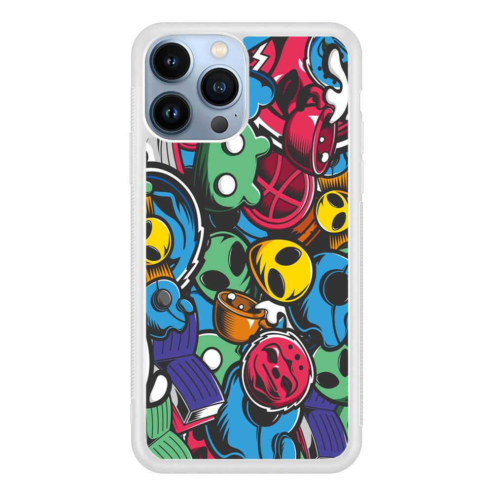 Doodle 001 iPhone 13 Pro Max Case-Rubber / White (2D Case)-Xtracase