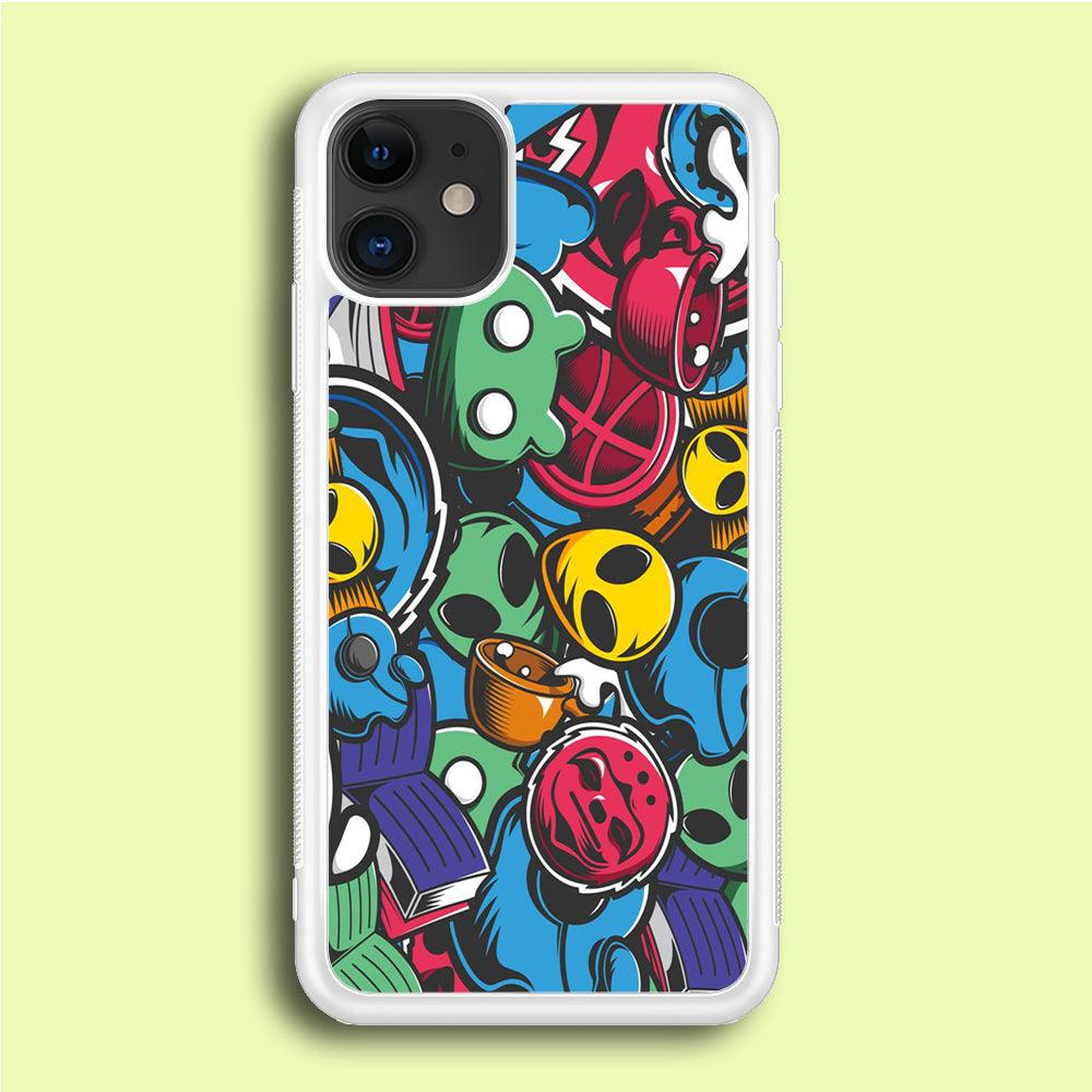 Doodle 001 iPhone 12 Mini Case-Rubber / White (2D Case)-Xtracase