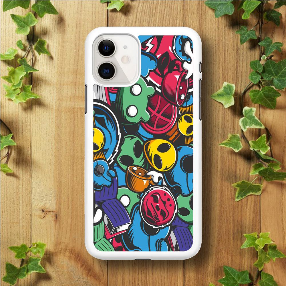 Doodle 001 iPhone 11 Case-Rubber / White (2D Case)-Xtracase