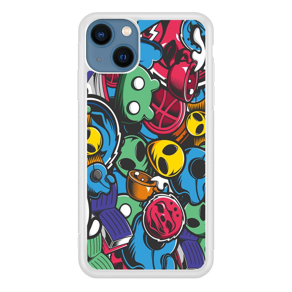 Doodle 001 iPhone 13 Case-Rubber / White (2D Case)-Xtracase