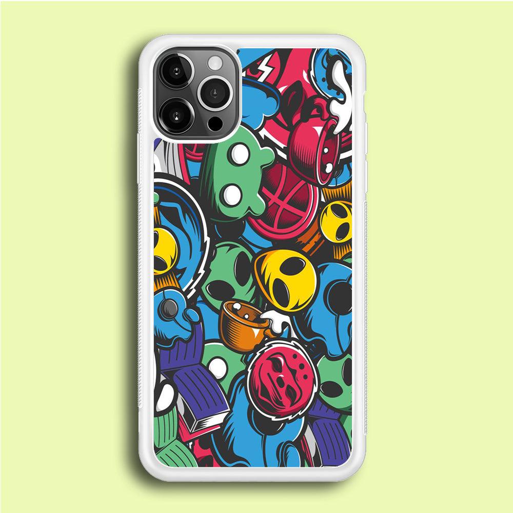 Doodle 001 iPhone 12 Pro Max Case-Rubber / White (2D Case)-Xtracase