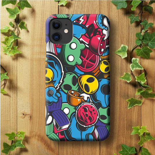 Doodle 001 iPhone 11 Case-Plastic / Full Wrap (3D Case)-Xtracase