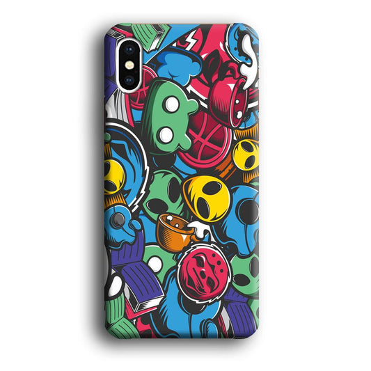 Doodle 001 iPhone X Case-Plastic / Full Wrap (3D Case)-Xtracase
