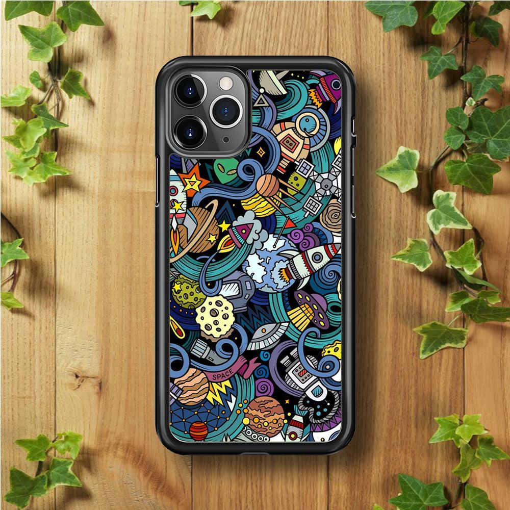 Doodle 002 iPhone 11 Pro Max Case-Rubber / Black (2D Case)-Xtracase