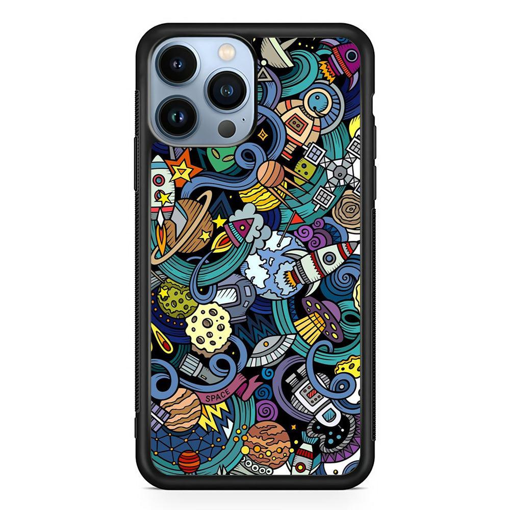 Doodle 002 iPhone 13 Pro Case-Rubber / Black (2D Case)-Xtracase