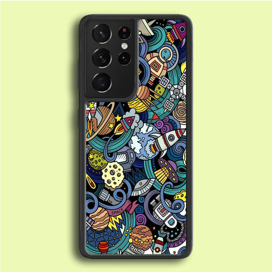 Doodle 002 Samsung Galaxy S21 Ultra Case-Rubber / Black (2D Case)-Xtracase