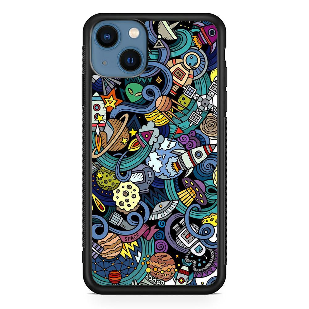 Doodle 002 iPhone 13 Mini Case-Rubber / Black (2D Case)-Xtracase