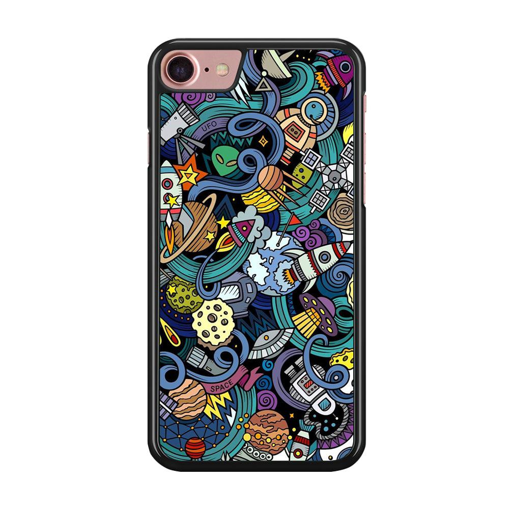 Doodle 002 iPhone SE 2020 Case-Rubber / Black (2D Case)-Xtracase