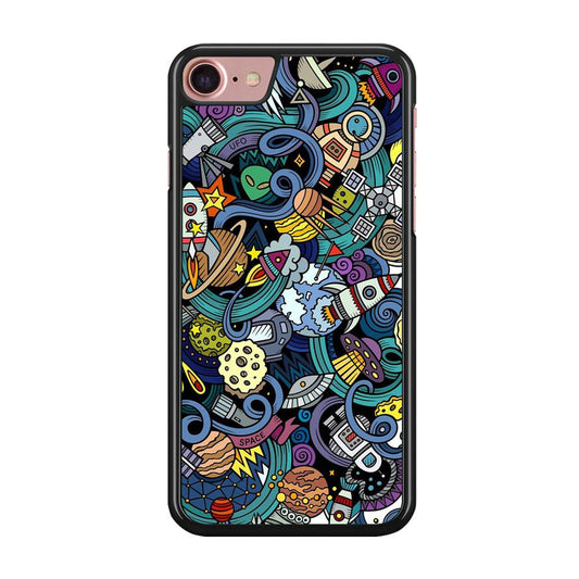 Doodle 002 iPhone SE 2020 Case-Rubber / Black (2D Case)-Xtracase