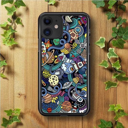 Doodle 002 iPhone 11 Case-Rubber / Black (2D Case)-Xtracase