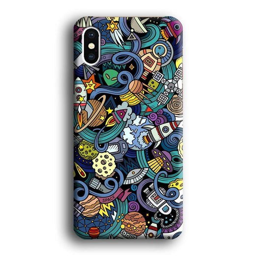 Doodle 002 iPhone Xs Case-Plastic / Full Wrap (3D Case)-Xtracase