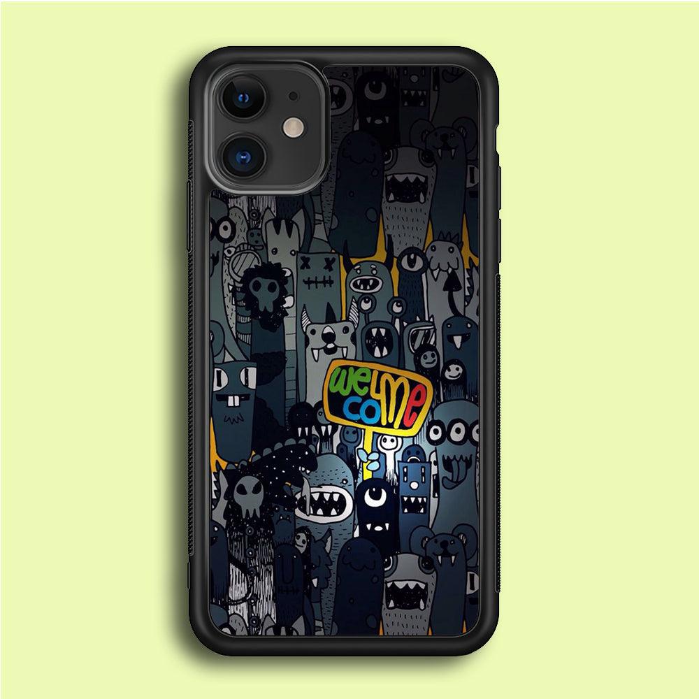 Doodle 003 iPhone 12 Case-Rubber / Black (2D Case)-Xtracase