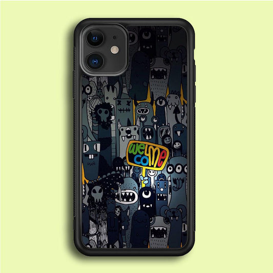 Doodle 003 iPhone 12 Case-Rubber / Black (2D Case)-Xtracase