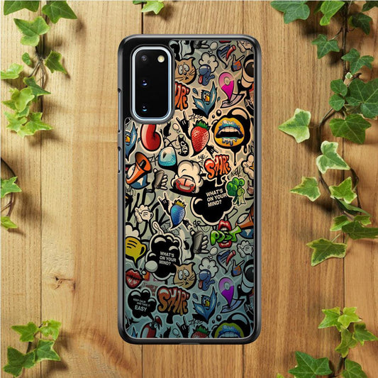 Doodle 004 Samsung Galaxy S20 Case-Rubber / Black (2D Case)-Xtracase