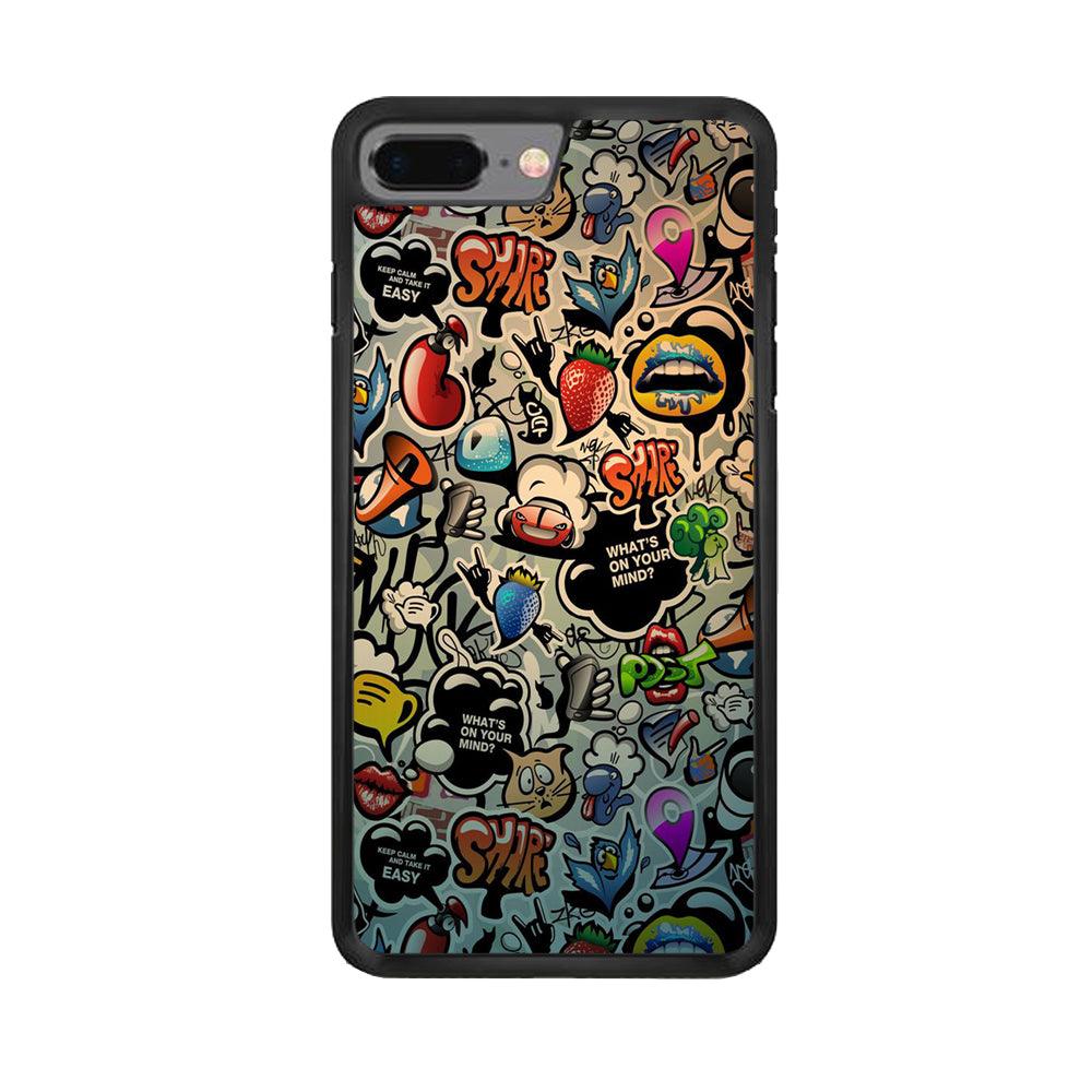 Doodle 004 iPhone 8 Plus Case-Rubber / Black (2D Case)-Xtracase