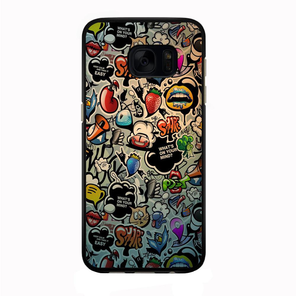Doodle 004 Samsung Galaxy S7 Edge Case-Rubber / Black (2D Case)-Xtracase