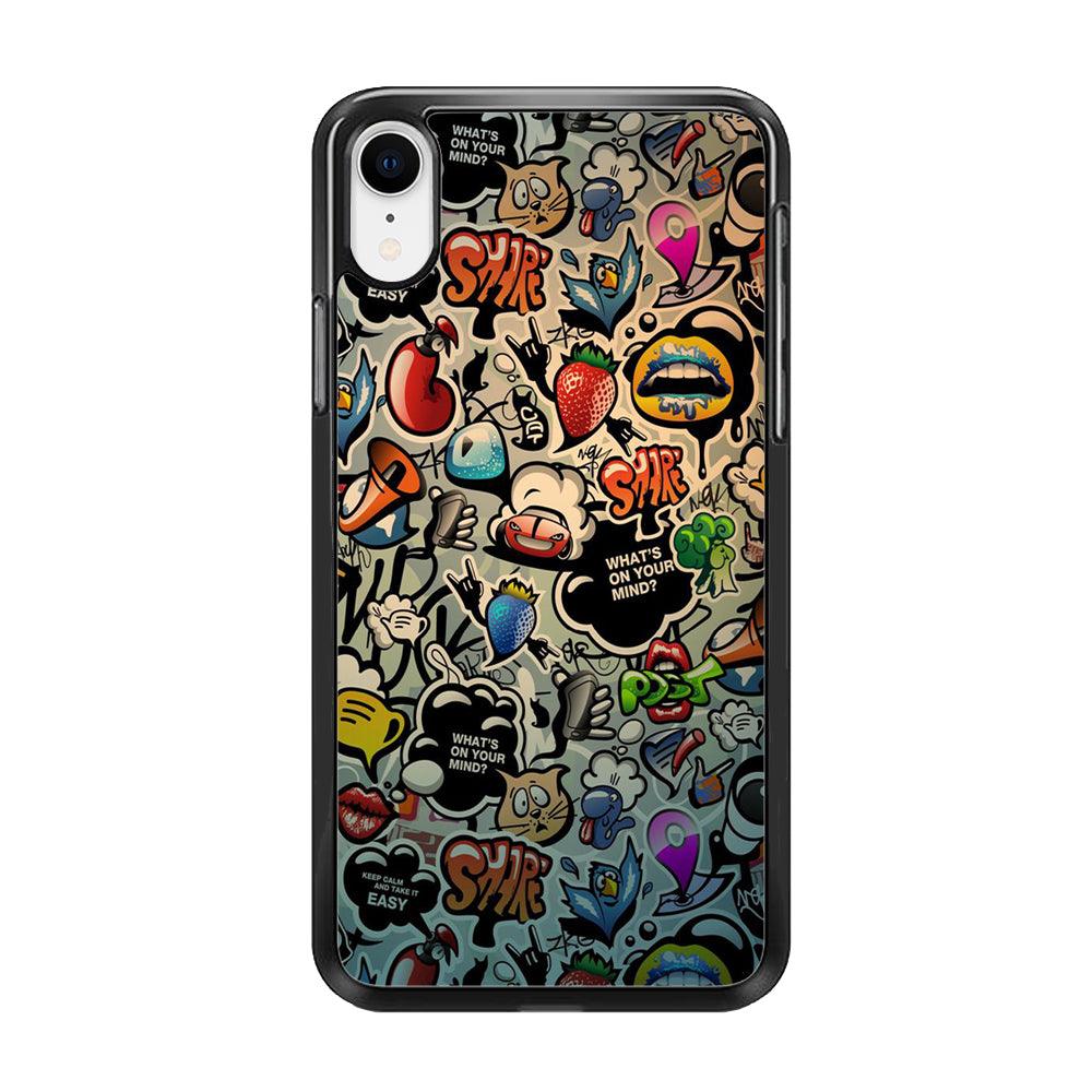 Doodle 004 iPhone XR Case-Rubber / Black (2D Case)-Xtracase