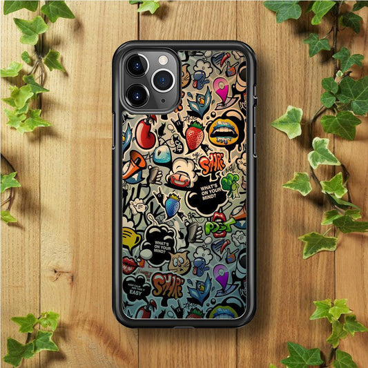 Doodle 004 iPhone 11 Pro Case-Rubber / Black (2D Case)-Xtracase