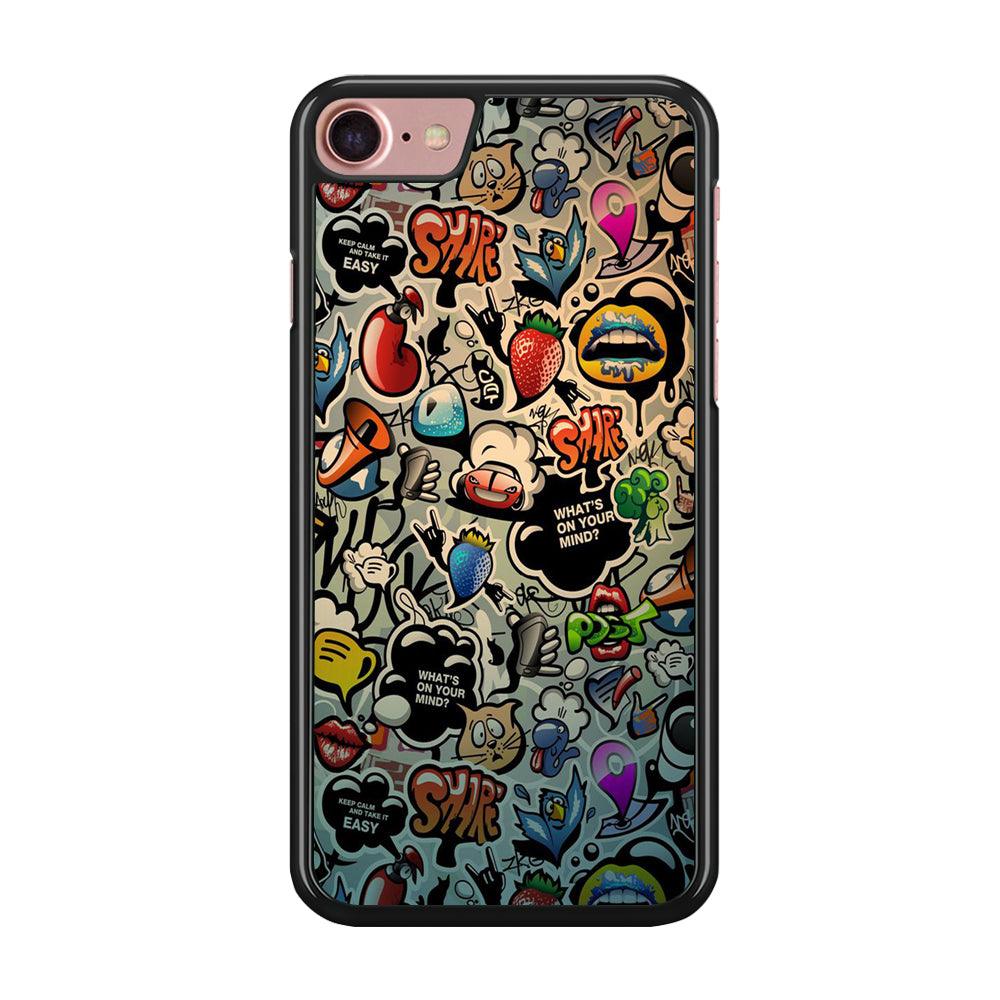 Doodle 004 iPhone 8 Case-Rubber / Black (2D Case)-Xtracase