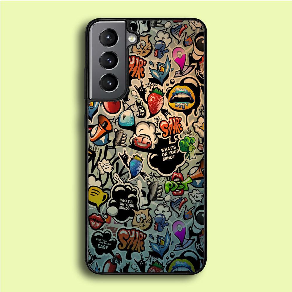 Doodle 004 Samsung Galaxy S21 Plus Case-Rubber / Black (2D Case)-Xtracase