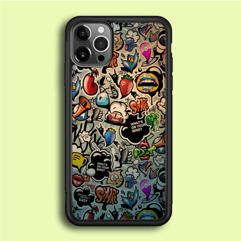 Doodle 004 iPhone 12 Pro Max Case-Rubber / Black (2D Case)-Xtracase