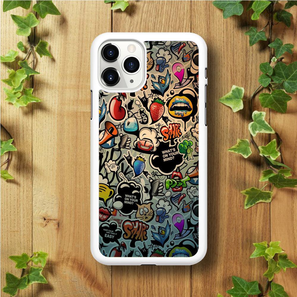 Doodle 004 iPhone 11 Pro Case-Rubber / White (2D Case)-Xtracase