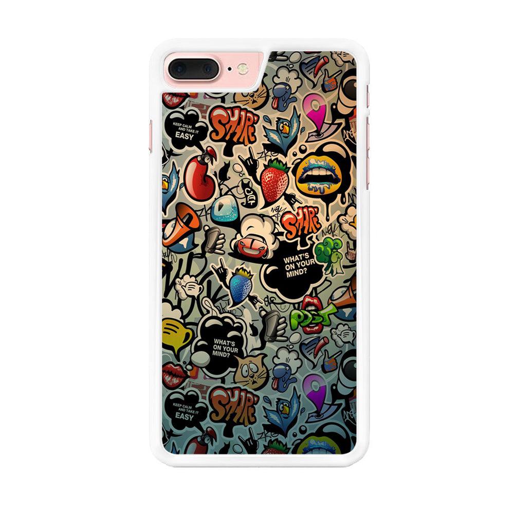 Doodle 004 iPhone 8 Plus Case-Rubber / White (2D Case)-Xtracase