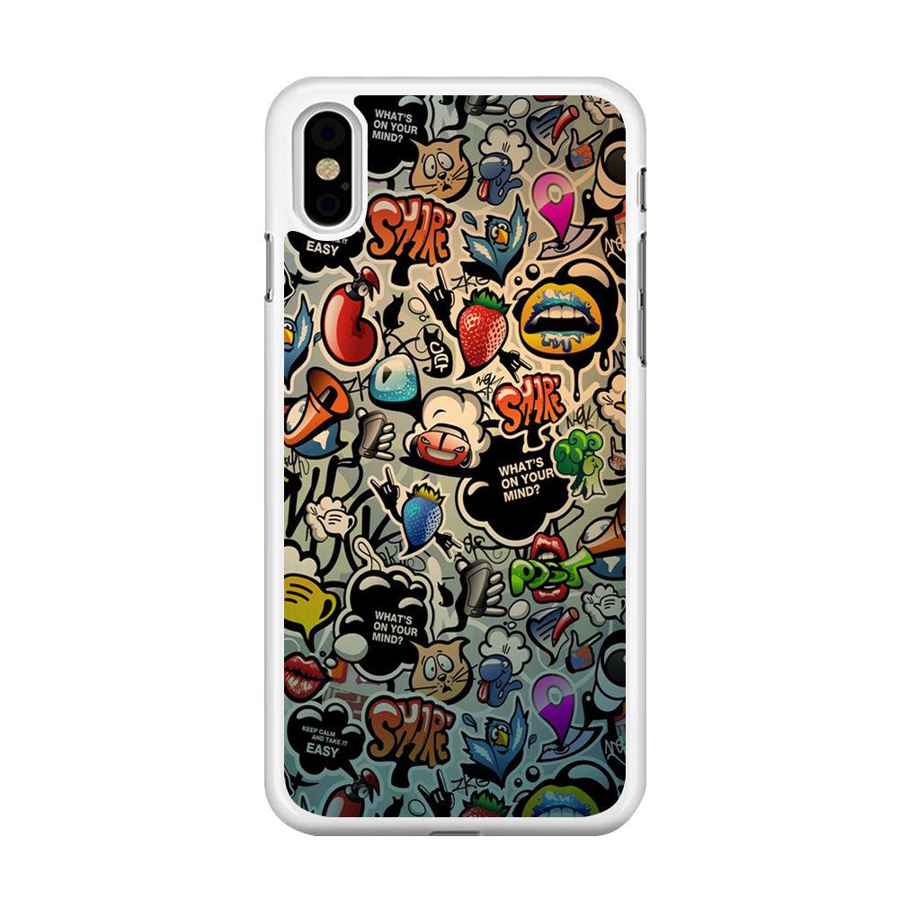 Doodle 004 iPhone X Case-Rubber / White (2D Case)-Xtracase