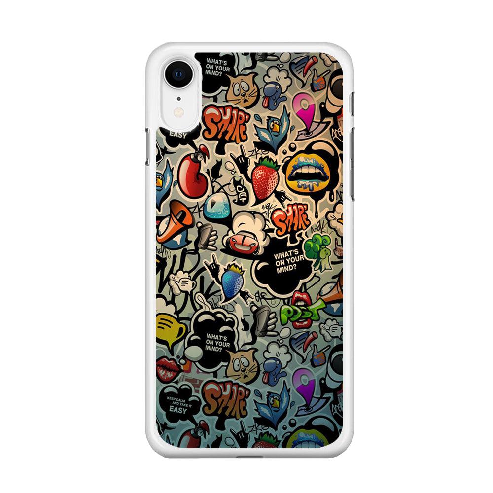 Doodle 004 iPhone XR Case-Rubber / White (2D Case)-Xtracase
